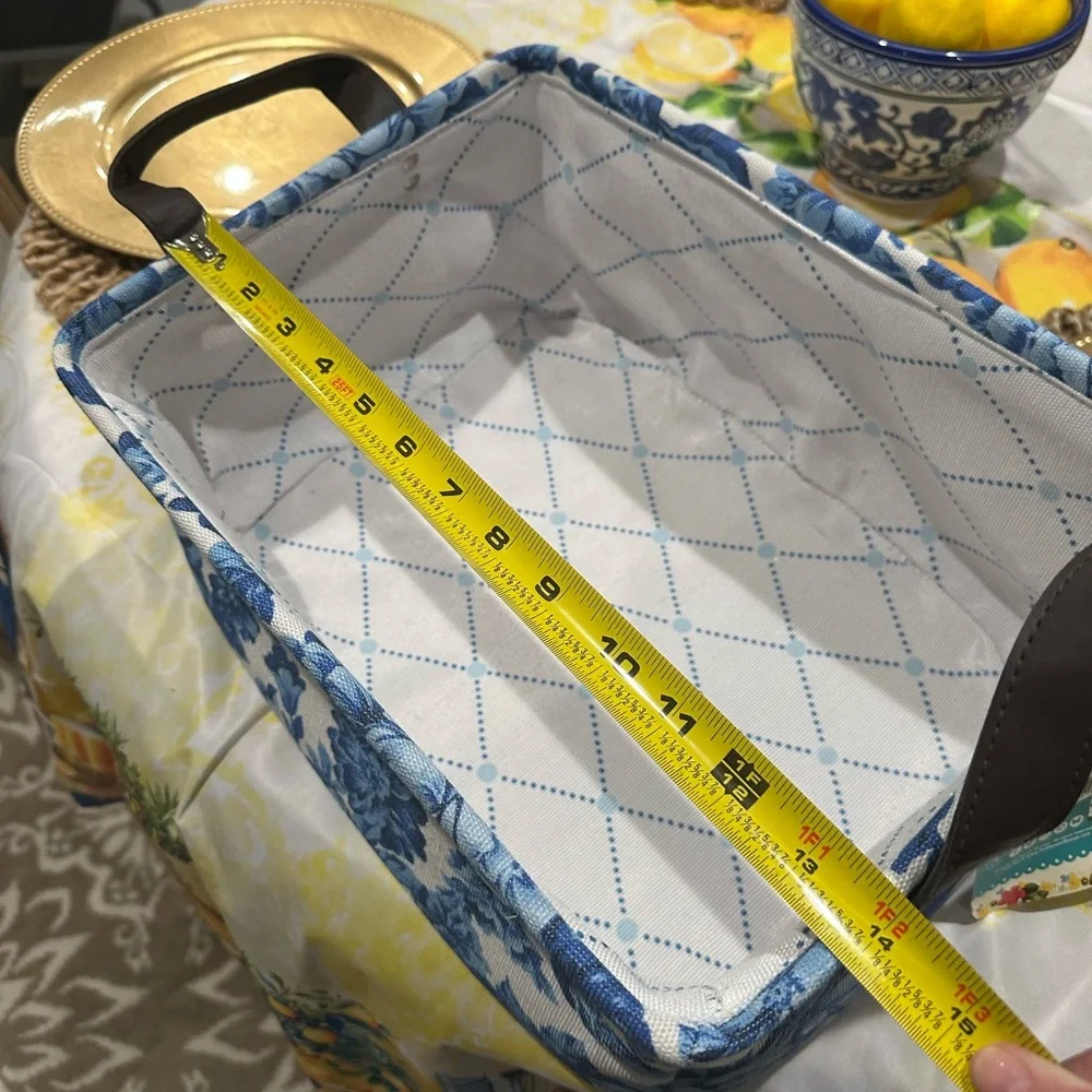 Pioneer Woman XL Heritage Blue Floral Cloth Storage Basket With Handles NWT!!!